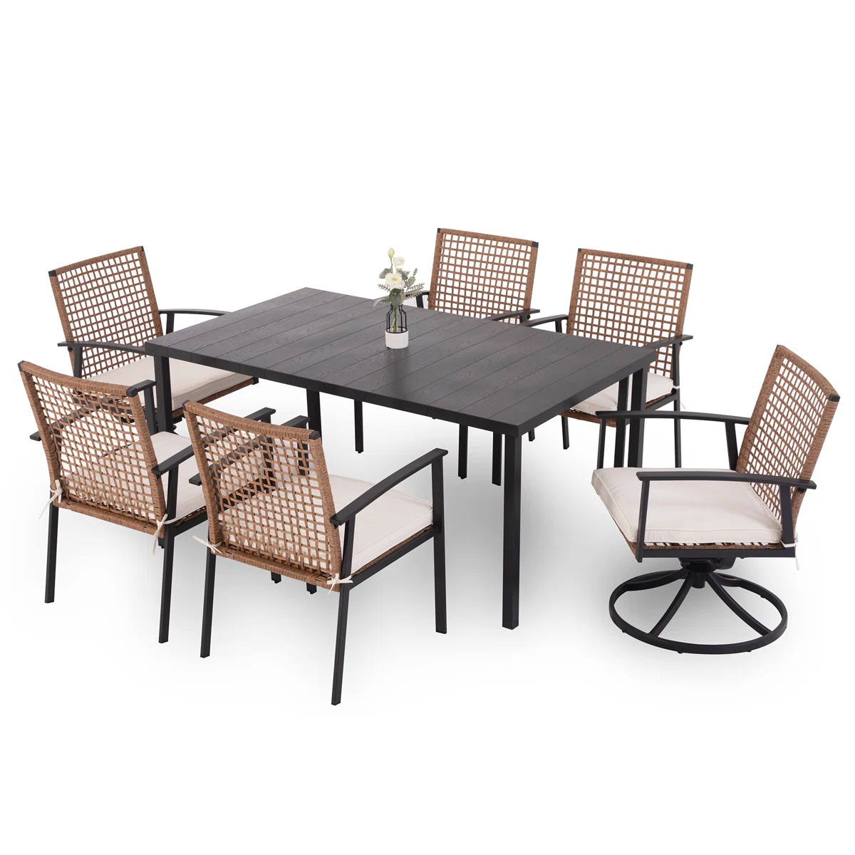 Red Barrel Studio® Red Barrel Studio 6 - Person Rectangular Outdoor Swivel Dining Set with Cushi... | Wayfair North America