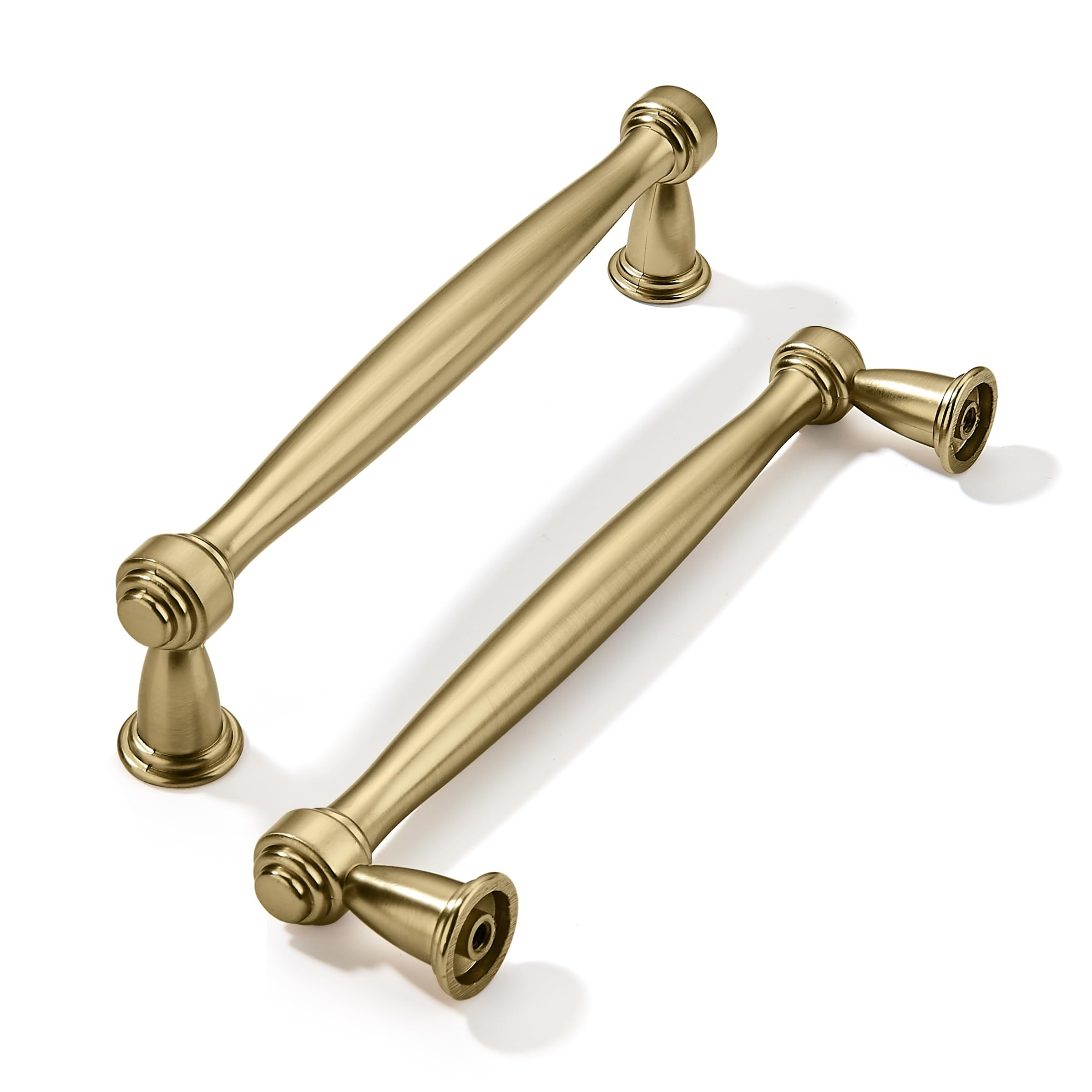 khtumeware 10 Pack 5 Inch(128mm) Brushed Brass Cabinet Pulls Satin Brass Kitchen Cabinet Handles ... | Amazon (US)