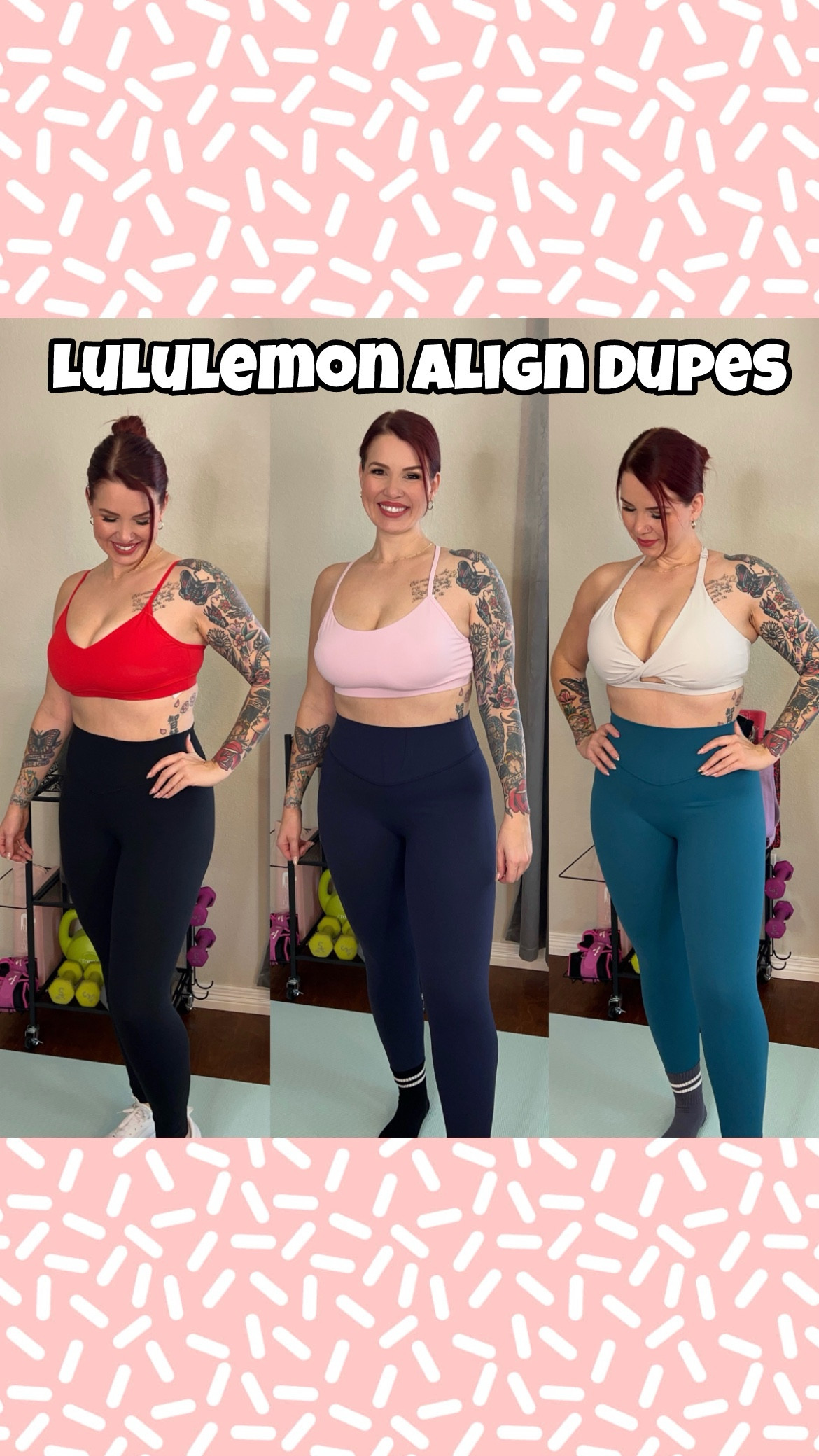 I’m about to buy these leggings in EVERY COLOR 😍 buttery soft, so comfy, no front seam, squat proof and the waistband is high and doesn’t roll down 👏🏻👏🏻
I am wearing a XL (I sized up) but I feel like my original size (large) would have fit better for more compression.

Wearing a large in all the sports bras! 👏🏻

#LTKMidsize #LTKActive #LTKFitness