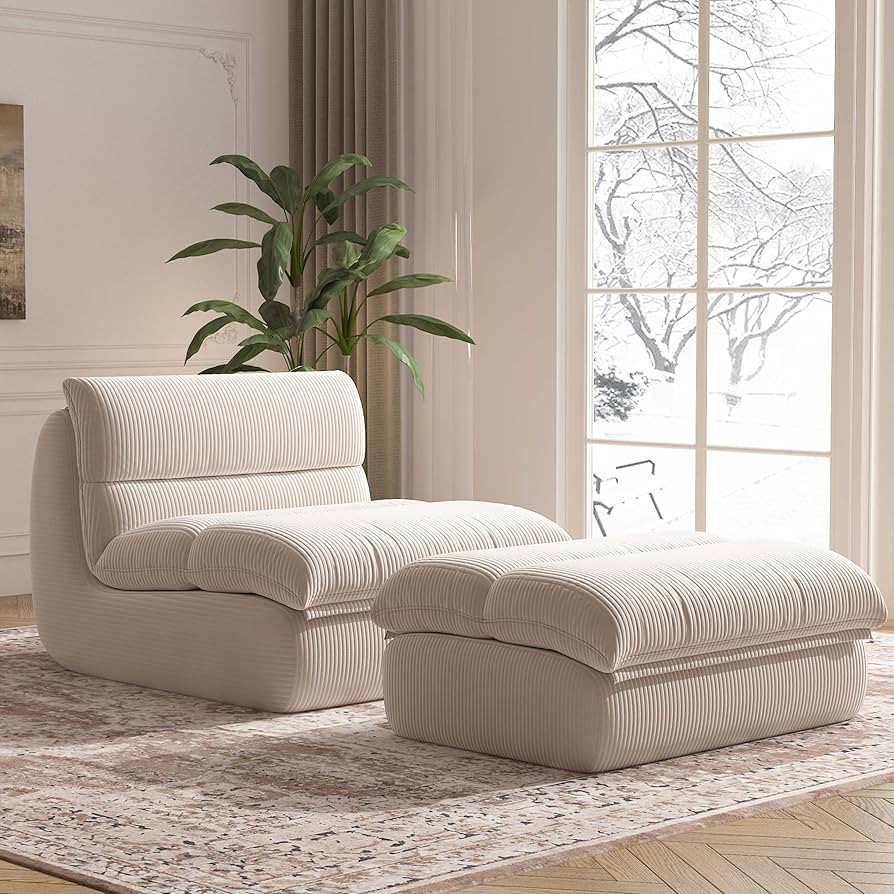 Bean Bag Chair with Ottoman, Cozy Comfy Reading Nook Chairs, Ultra Soft Corduroy Fabric Bean Bag ... | Amazon (US)