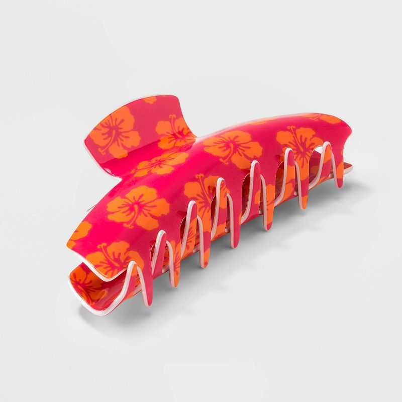 Hibiscus Floral Print Claw Hair Clip - Wild Fable™ Pink | Target