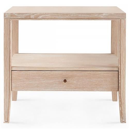 Villa & House Paola French Country Brown Oak Wood 1 Drawer Nightstand | Kathy Kuo Home