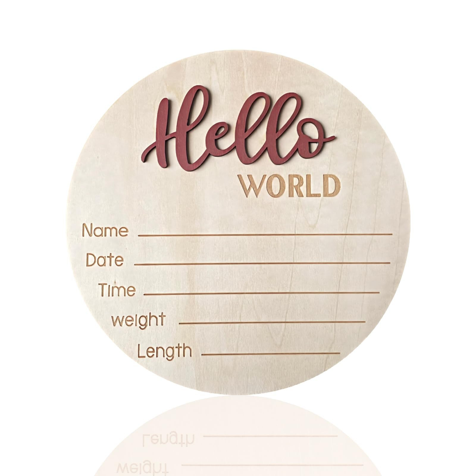 Baby Announcement Sign, ​5.9 Inch Wooden Hello World Newborn Signs, Birth Announcement Sign, Ba... | Amazon (US)