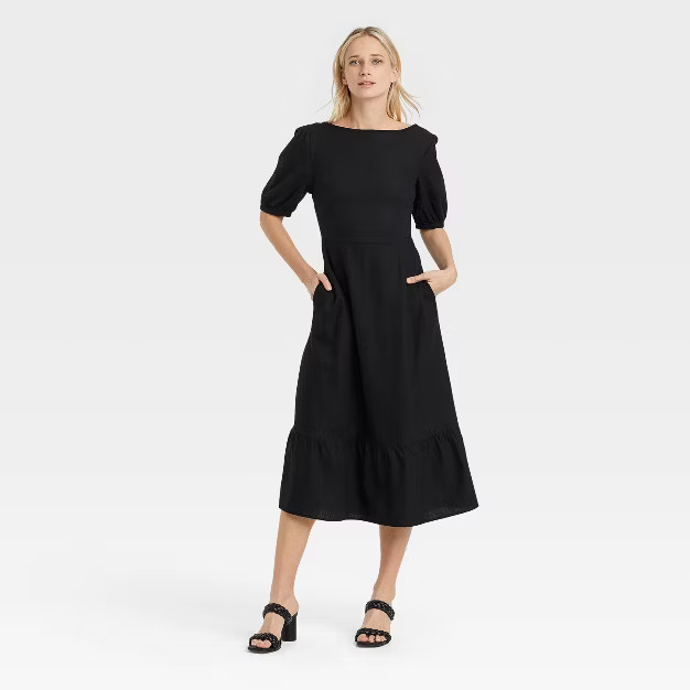 Women's Bishop Elbow Sleeve Tie-Back Dress - Who What Wear™ | Target