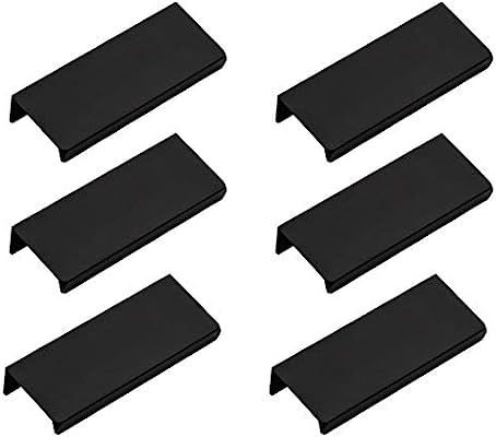 LICTOP 80mm/3.15" Black Mount Finger Edge Pull Concealed Handle for Home Kitchen Door Drawer Cabi... | Amazon (US)