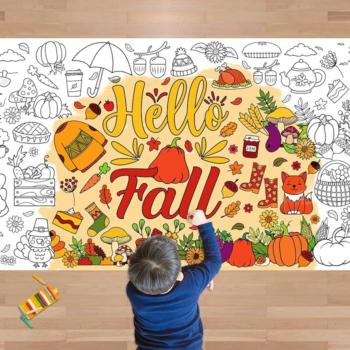 Fall Giant Coloring Poster/Tablecloth - Fall Decorations for Home - 30 x 72 Inches Jumbo Coloring... | Amazon (US)