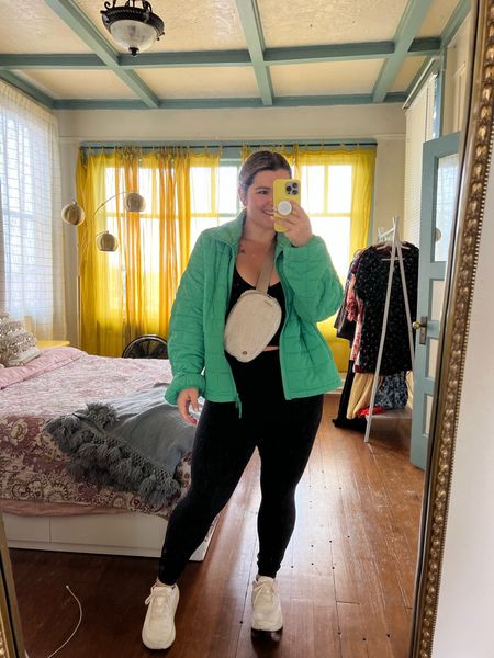 Athleisure always wins. Fall comfy outfits - casual outfits - athletic wear- midsize style - midsize leggings - puffer jacket - belt bag - hokas - wide shoes - align leggings in a size 10 (size down) - align tank size 12 - free people poppy jacket size large

#LTKfit #LTKcurves