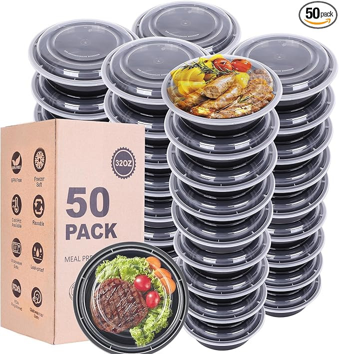 WGCC Meal Prep Containers with Lids - 50Pack 32OZ Meal Prep Bowls, Disposable Food Prep Container... | Amazon (US)