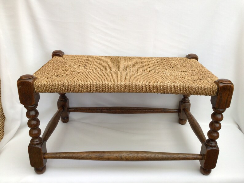 Antique Vintage Oak Woven Lower Stool, Footrest, Footstool. 51cm Length - Etsy UK | Etsy (UK)