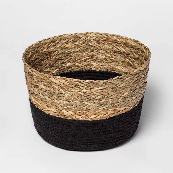 Round Basket in Braided Matgrass & Black Coiled Rope - Threshold™ | Target
