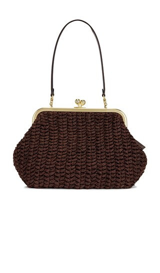 Coach Large Weave Straw Kisslock Frame 27 Bag in Brown. | Revolve Clothing (Global)