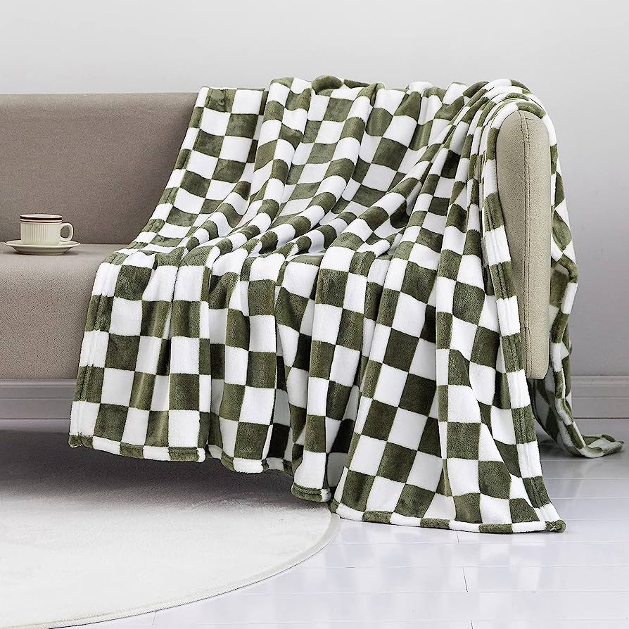 LOMAO Throw Blankets Flannel Blanket with Checkerboard Grid Pattern Soft Throw Blanket for Couch,... | Amazon (CA)