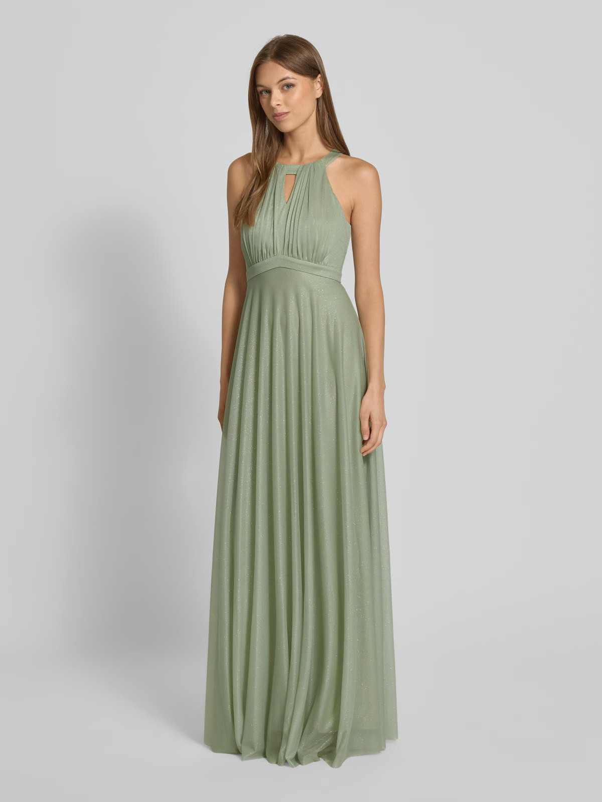 Abendkleid mit Schlüsselloch-Ausschnitt in lind melange | Peek & Cloppenburg* Düsseldorf DE