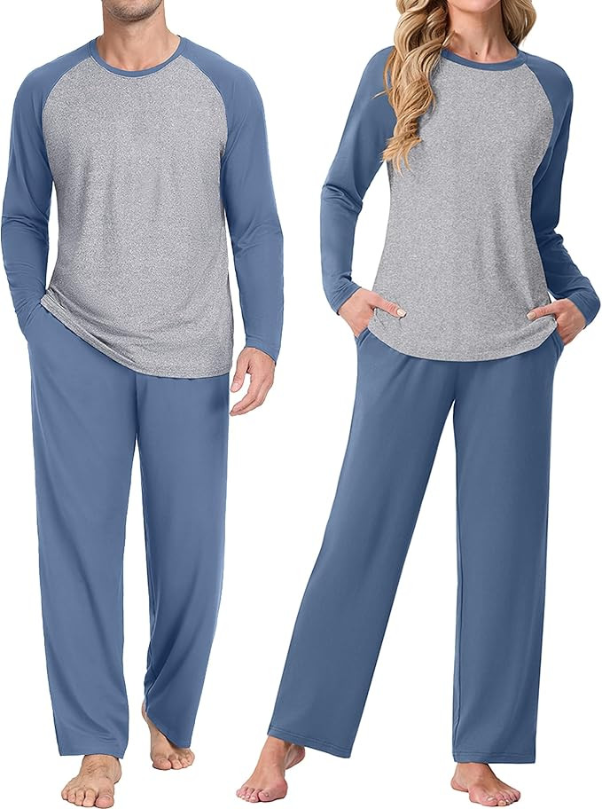 PrinStory Men's Pajama Sets Loungewear Sleepwear Pjs Lightweight Long Sleeve Shirts and Bottoms S... | Amazon (US)