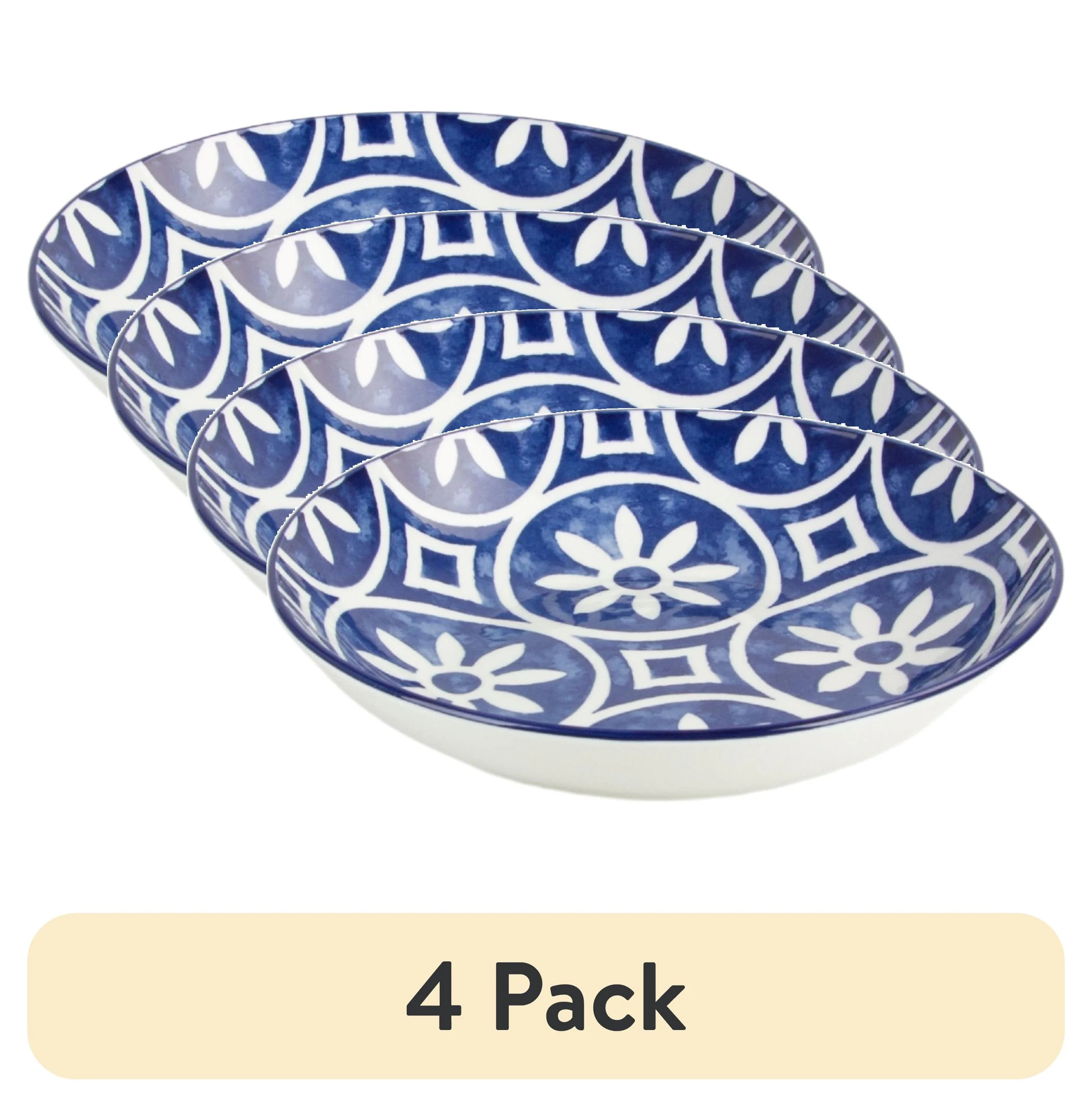 (4 pack) Mainstays Blue Rim Printed 32 oz Coupe Dinner Bowl | Walmart (US)