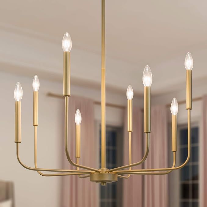 LALUZ Modern Gold Chandelier Light Fixture, 8 Lights Dinning Room Chandelier for Bedroom, Living ... | Amazon (US)