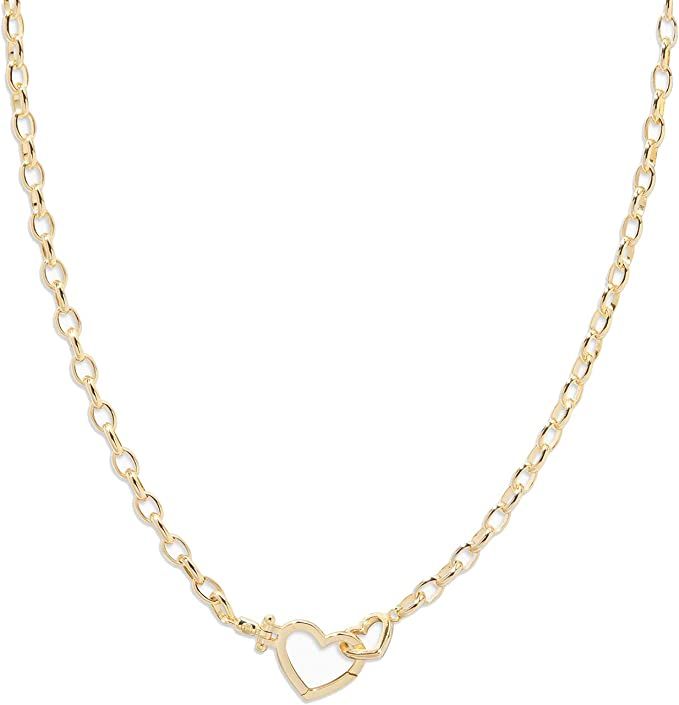 gorjana Women's Parker Heart Necklace, 18K Gold Plated, Cable Chain, Interlocked Hearts Charm | Amazon (US)