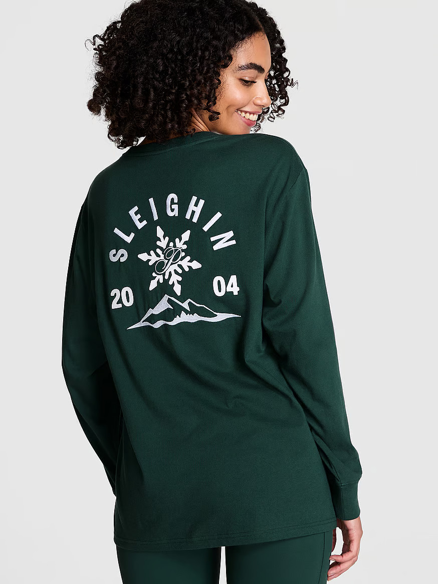 Buy Campus Cotton Long-Sleeve Tee - Order Tops online 5000006279 - PINK US | Victoria's Secret (US / CA )