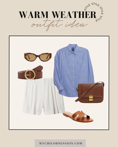 An oversized button down is the perfect base for your summer or spring outfit. Pair it with high-waisted linen shorts, a crossbody bag, a leather belt, sandals, and a chic pair of sunglasses.

#LTKstyletip #LTKSeasonal