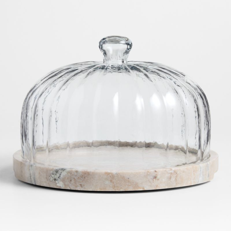 Tuscan Kitchen Marble 11" Cheeseboard with Glass Cloche + Reviews | Crate & Barrel | Crate & Barrel