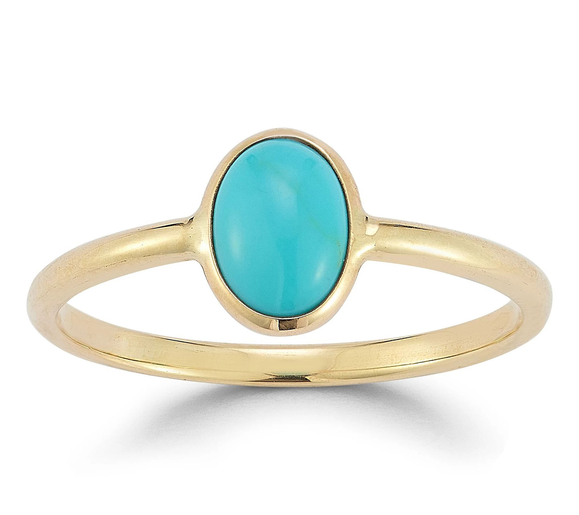 Italian Gold Oval Turquoise Solitaire Ring, 14K | QVC