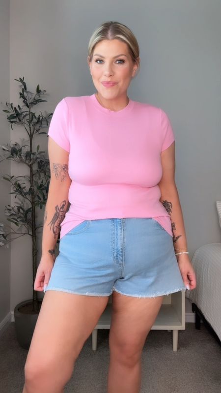 These are the perfect tees for spring and summer 💕☀️ I’m in a L
And love these jean shorts - I sized up to a 16 and love the fit 

#LTKmidsize #LTKstyletip #LTKplussize