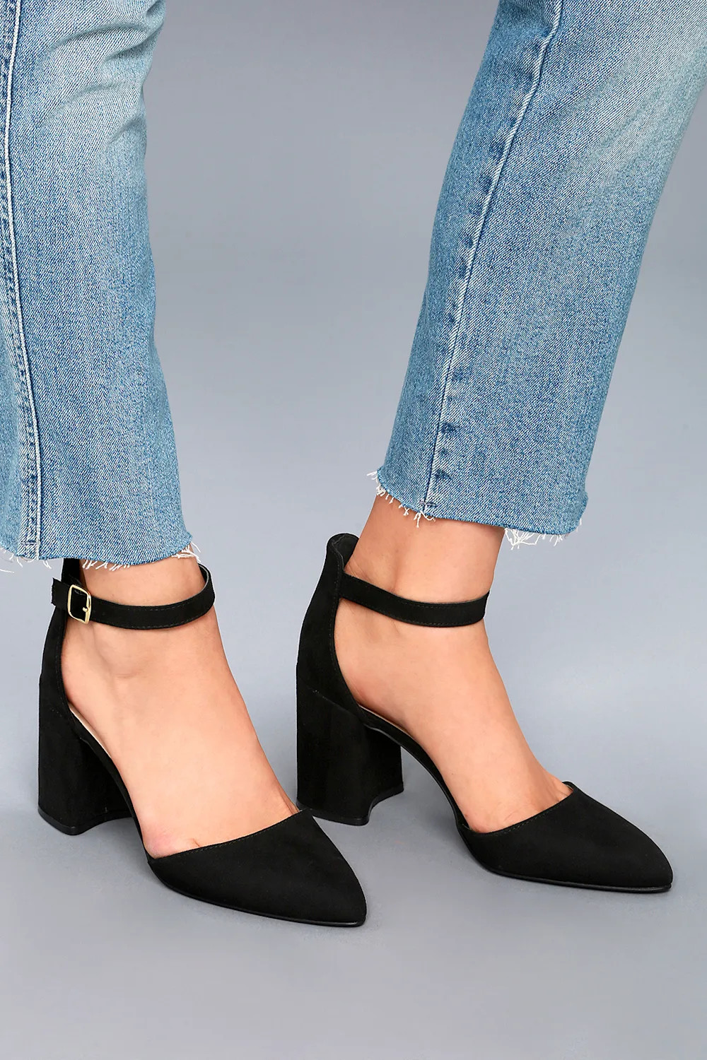 Ellarose Black Suede Ankle Strap Heels | Lulus (US)