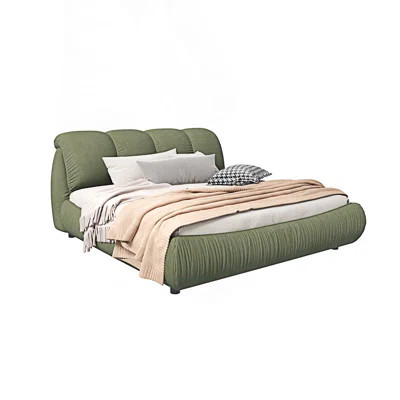 Queen Size Luxury Platform Bed With Oversized Padded Backrest, Upholstered Platform Bed | Wayfair North America