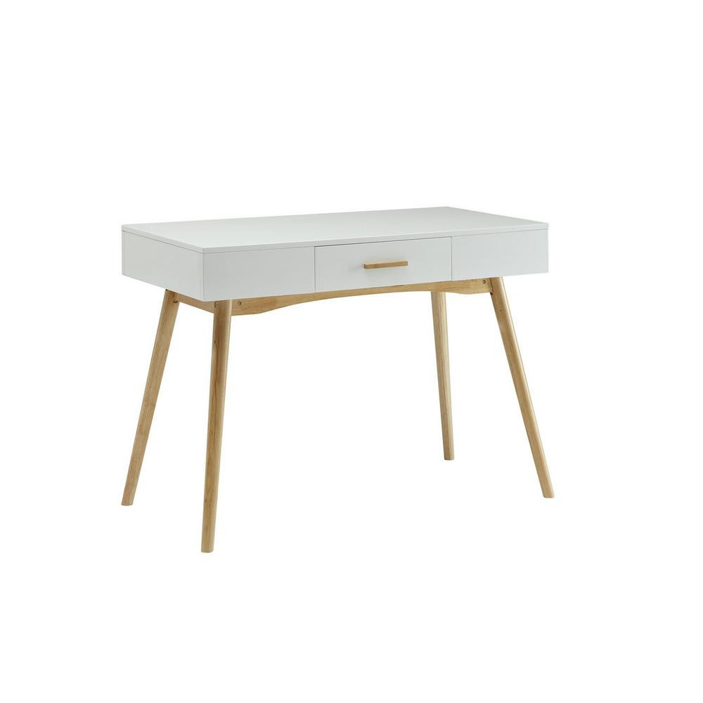 Convenience Concepts Designs2Go Olso 39.5 in. Rectangular White and Light Oak Wood 1-Drawer Writing  | The Home Depot