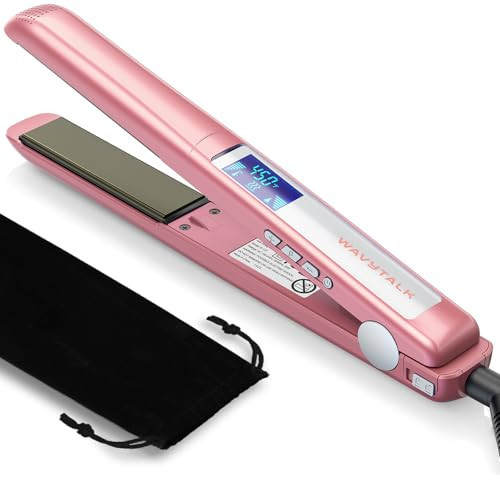Wavytalk Salon Flat Iron Hair Straightener, Negative Ion Function with Titanium Plates Get Shinier & Smoother Hair, 15 Adjustable Temp, Dual Voltage & 60 Mins Auto Shut Off (Rose Gold) | Amazon (US)