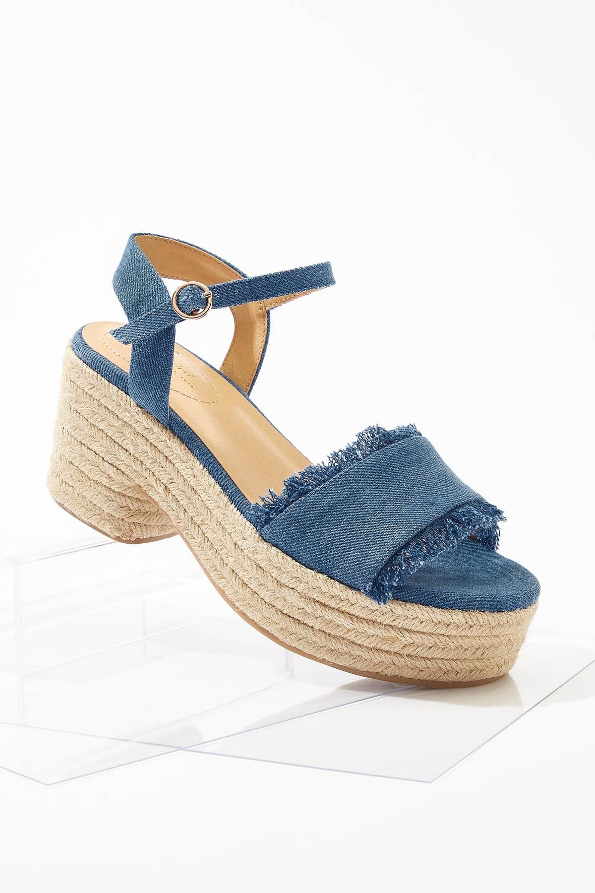 Denim Roped Heel Sandals | Cato Fashions