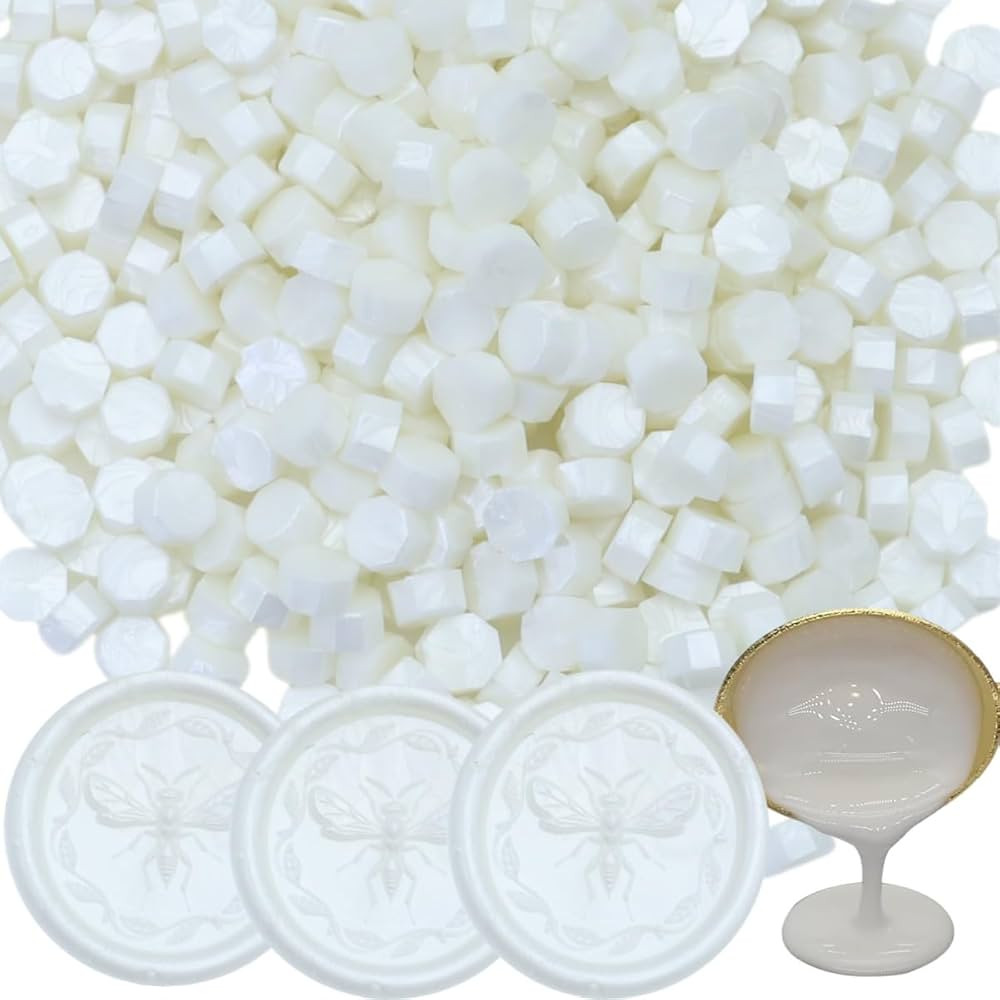 300 Pcs Wax Seal Beads, Pearl White, Octagon, Smokeless, Odorless, Non-Toxic, Quick Drying, Easy ... | Amazon (US)