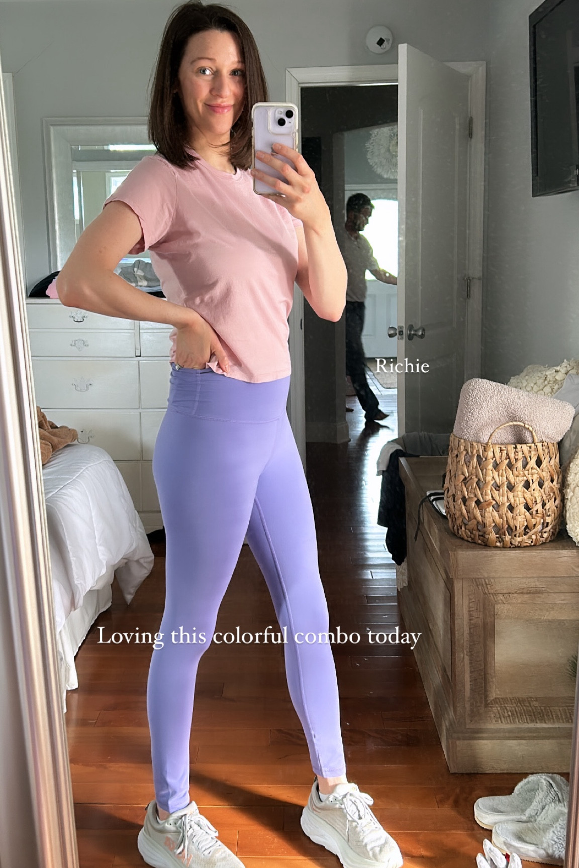 LO-VING these beautiful pastel purple and luxuriously  SOFT leggings. The feel of much more expensive leggings for a fraction of the price and they are currently ON SALE! A whopping 60% OFF 🏃🏻‍♀️‍➡️ and this color combo of this tee and these leggings is just so spring and summery. Makes me happy 
#momleisure #cutecomfort #loungewear 

#LTKSaleAlert #LTKActive #LTKFindsUnder50