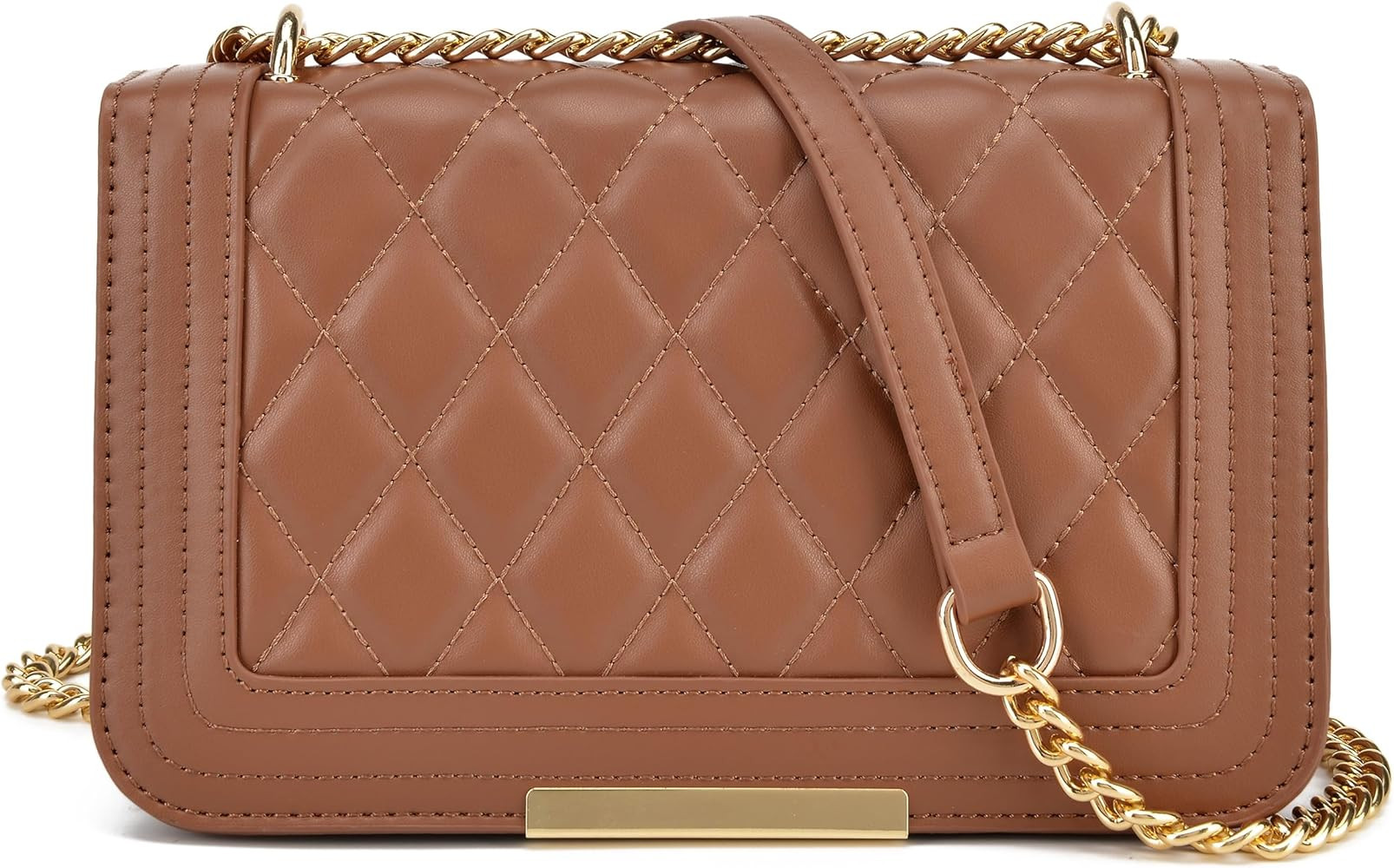 Crossbody Bags for Women Fashion Quilted Shoulder purse with Convertible Chain Strap Classic Satchel | Amazon (US)