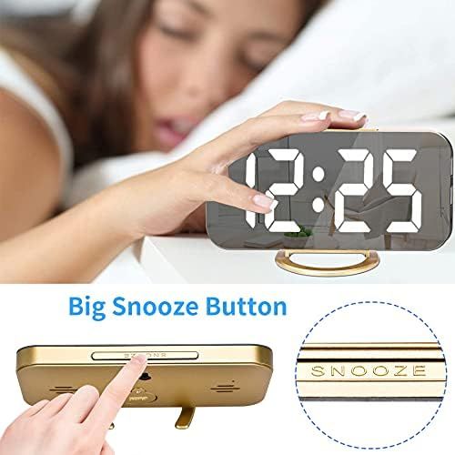 Digital Alarm Clock, 6" Large Mirror Surface LED Clocks with Dual USB Charger Ports, Auto/Custom ... | Amazon (US)