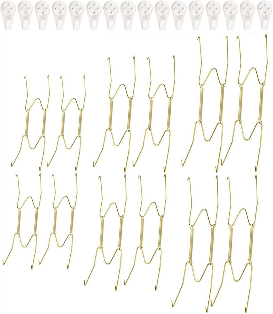 Fasunry 12 Pack Plate Hangers, 6 8 10 Inch Wall Plate Hangers and 16 Pack Wall Hooks, Compatible ... | Amazon (US)