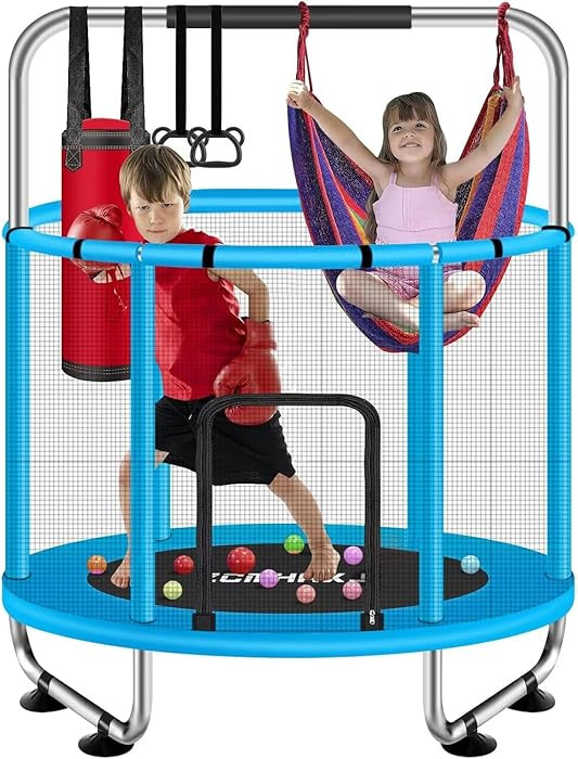 55" Trampoline for Kids with Enclosure, 440lbs Capacity Indoor & Outdoor Toddler Trampoline with ... | Amazon (US)