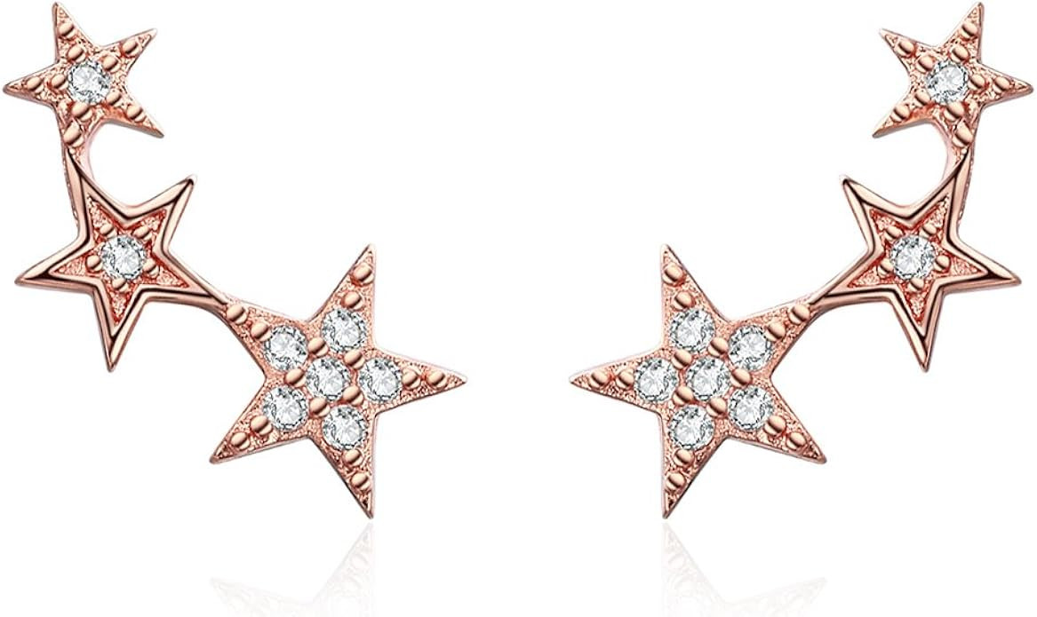 WOSTU Star Climber Stud Earrings Womens 925 Sterling Silver Cuff Earrings Hypoallergenic Wrap Pin... | Amazon (US)