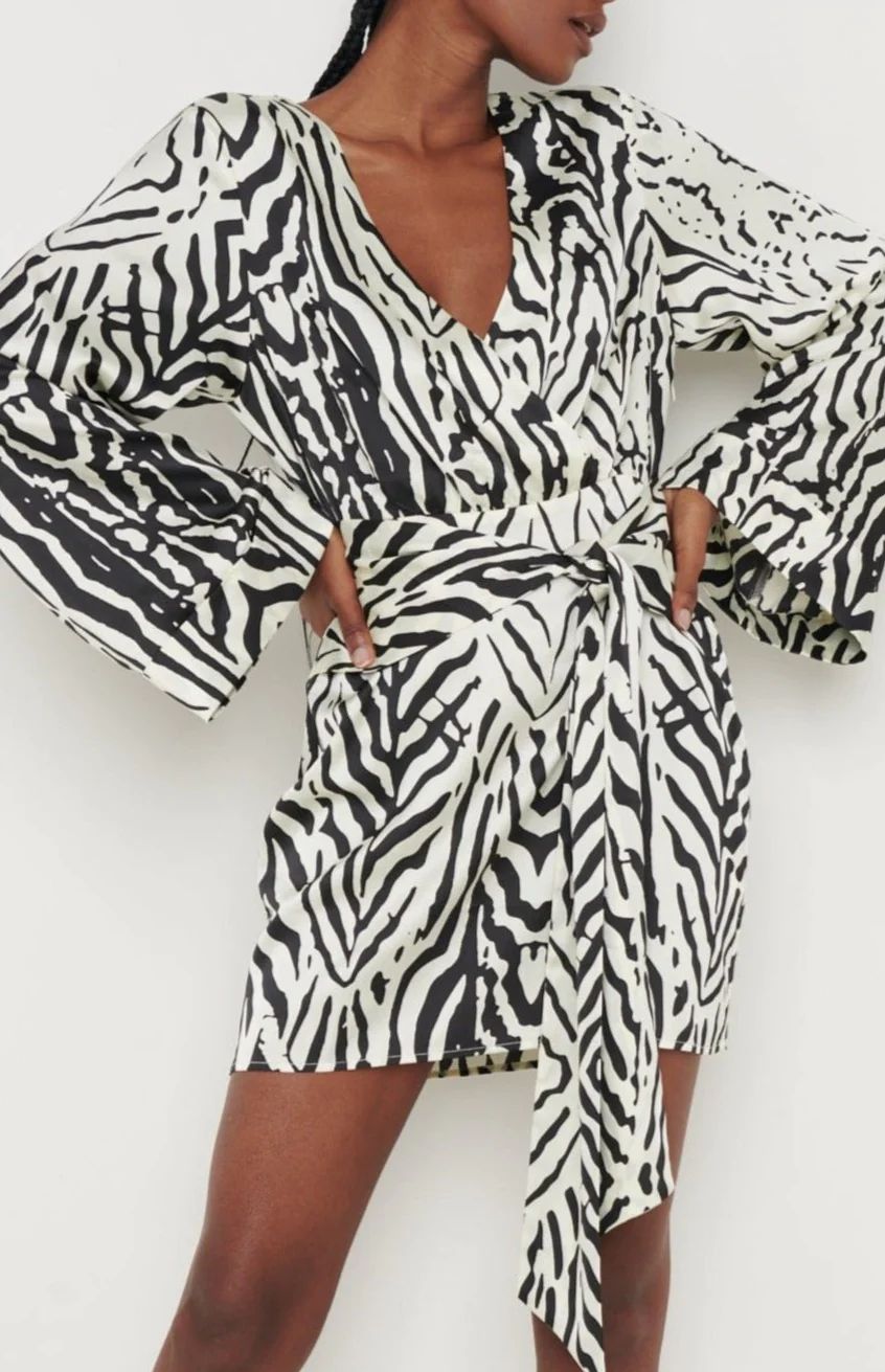 Tessa Tie Printed Dress - Zebra Abstract | Pretty Lavish (UK)
