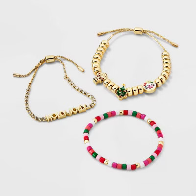 SUGARFIX by BaubleBar Holly Jolly Christmas Bracelet Set 3pc - Multi-Colored | Target