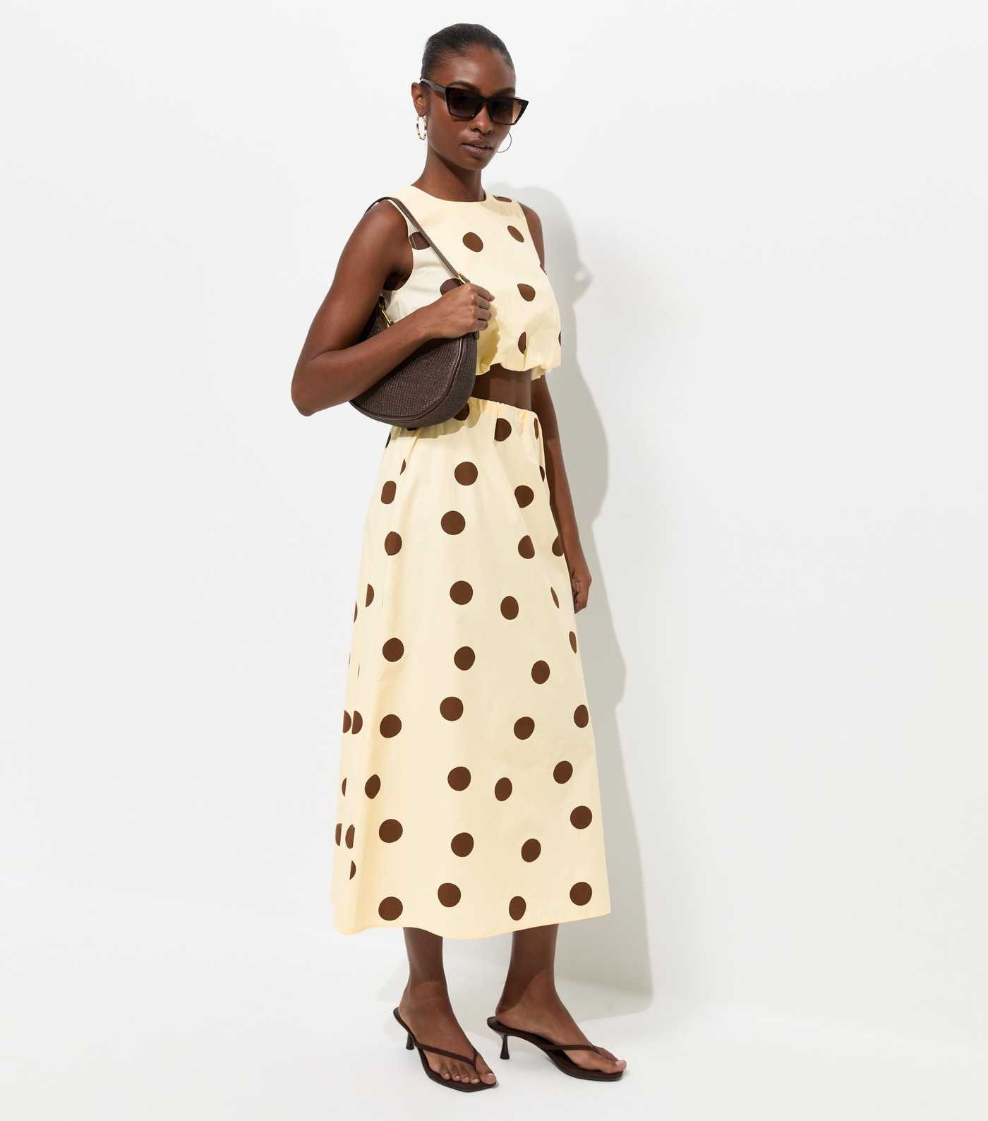 Cream Cotton Large Spot Print Circle Skirt | New Look | New Look (UK)