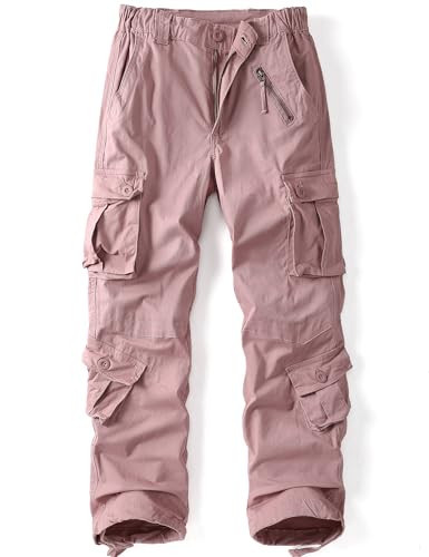 NBBEAR Camo Cargo Pants for Women Casual Work Combat Ripstop Hiking Pants with 9 Pockets Pink 18x32 | Amazon (US)