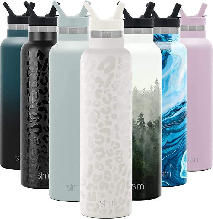 Simple Modern Water Bottle with Narrow Mouth Straw Lid Metal Thermos Vacuum Insulated Stainless S... | Amazon (US)