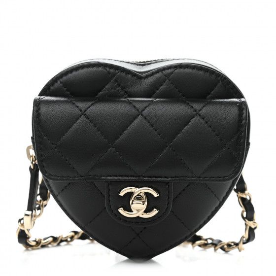 CHANEL Lambskin Quilted CC In Love Heart Waist Belt Bag With Chain Black | FASHIONPHILE | FASHIONPHILE (US)