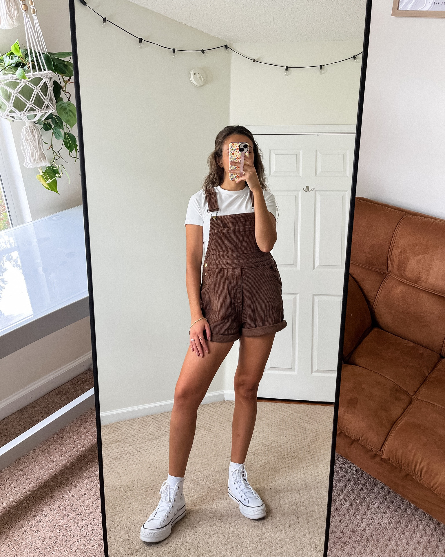 Fall Outfit Idea, Brown Overalls, Platform High Top Converse, Princess Polly Overalls, Fall Aesthetic 

#LTKSeasonal #LTKstyletip