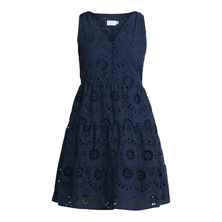 Time and Tru Women's Sleeveless Eyelet Dress, Sizes XS-XXXL | Walmart (US)