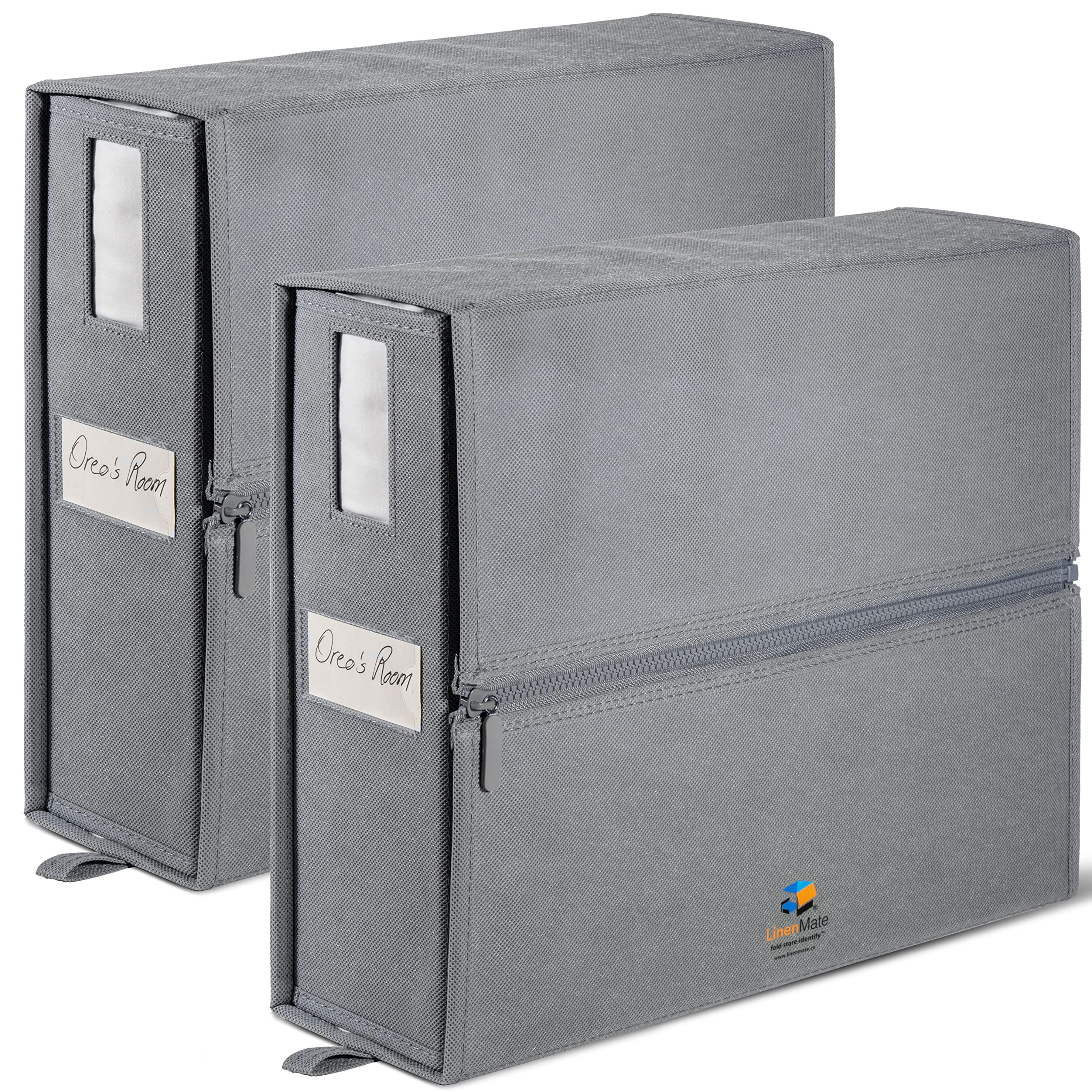 The Original Linen Storage Container, 2-Pack (Queen/King Size, Grey) | Amazon (US)