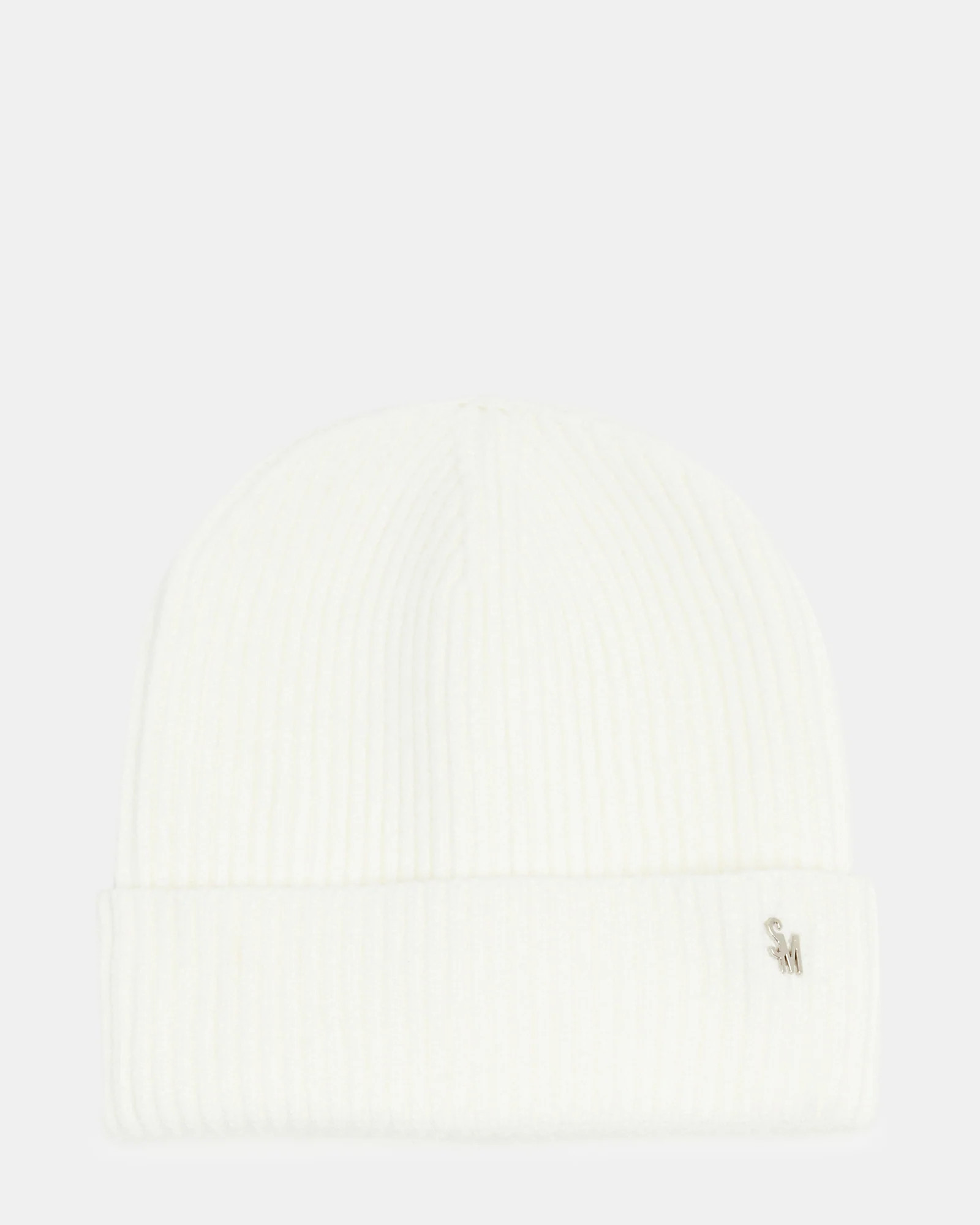 CLASSIC RIBBED KNIT BEANIE Ivory | Women's Folded Brim Cuffed Beanie | Steve Madden (US)
