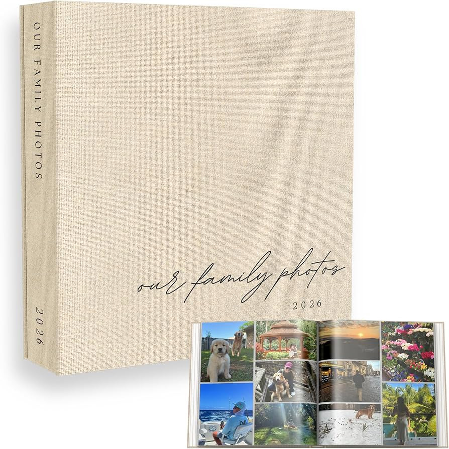 Family Photo Album 4x6 Pictures & Custom 2026 Year - Large Linen Picture Book 400 Horizontal & Ve... | Amazon (US)