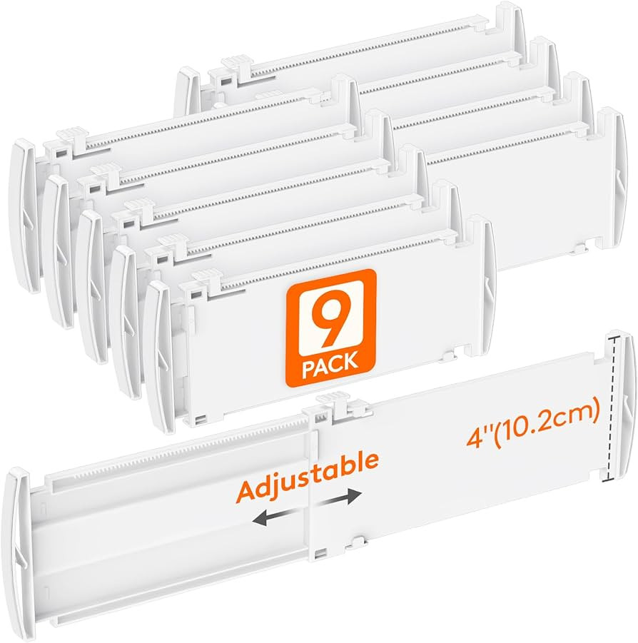 Lifewit 4" High 9 Pack Drawer Dividers, 10.5-16.5" Drawer Divider for Clothes, Adjustable Dresser... | Amazon (US)